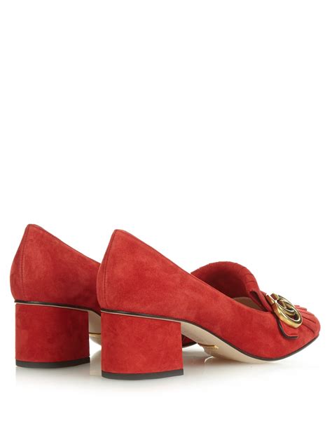 gucci fringed pumps red|gucci marmont platform pumps.